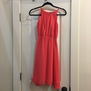 Peach knee length bridesmaids dress